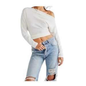 Free People Fuji One-Shoulder Thermal Top Ivory XS NWT (Note)